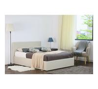 (4ft6 Double, Grey) Chanel Linen Fabric Storage Ottoman Bed with Tanya Mattress