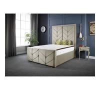(4FT6 DOUBLE) Milly Chevron Luxury Soft Grey Velvet Bed Frame