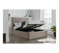 Wilson Oatmeal Fabric Ottoman Storage Bed Double, Cream