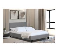 (4ft6 Double, With Kerri Mattress) Modern Fabric Bedframe Light Grey