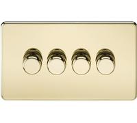 Knightsbridge SF2194PB Screwless 4G 2-Way 10-200W (5-150W LED) Intelligent Dimmer - Polished Brass