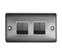 4G 2Way 10AX Switch Brushed Chrome, White insert