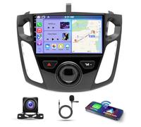 4G+64G 2 Din Car Stereo for Ford Focus 2012-2018 w/Wireless Carplay & Android Auto, 9 Inch IPS Touch Screen Android 14 Car Radio Receiver GPS Navi Bluetooth Wifi HiFi BT SWC FM Rear View Camera Mic