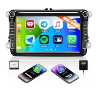 4G+64G 8” Android 15 Car Stereo for VW Polo Caddy Tiguan Golf Transporter T5 T6 SEAT Skoda Octavia Fabia, Wireless CarPlay Android Auto, Touch Screen Car Radio Bluetooth 5.0 32EQ GPS