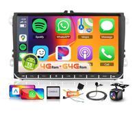4G+64G Android 13 Car Stereo for VW Polo Golf Passat SEAT MK5 MK6 with DSP/Wireless Carplay/Android Auto, Hodozzy 9" HD Touchscreen BT 5.0 Car Radio GPS WiFi FM/RDS Camera+52 pin power cable