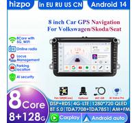 Hizpo 8" 2 Din Android Auto Car Radio GPS 4G WiFi Carplay For VW / Volkswagen Skoda Octavia golf 5 6 Touran Passat B6 Polo Jetta S4 add AHDC2