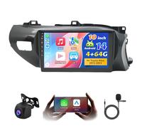 4G+64G Android 14 Car Stereo 10 inch for Toyota Hilux 2015 2016 2017 2018 2019-2023 fit for Apple Carplay Android Auto with Mirror Link GPS Sat Navi Bluetooth EQ WiFi FM RDS HiFi DSP Backup Camera Mic