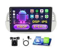 [4G+64G] Android 15 Car Radio Stereo for Fiat 500 2007-2015, Wireless Carplay Android Auto, 9 Inch IPS Touch Screen Car Radio Bluetooth Head Unit GPS SWC FM RDS 5G WiFi DSP Free AHD Cam