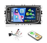 [4G+64G] Android 15 Car Radio Stereo for Ford Focus II C-MAX S-MAX Galaxy II Kuga Mondeo, Wireless Carplay Android Auto, 7 Inch IPS Touch Screen Car Radio Bluetooth GPS FM RDS 5G WiFi DSP
