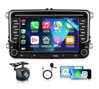 [4G+64G] Android Car Radio for VW Jetta Passat Golf Beetle Polo Caddy Tiguan Touran for SEAT for SKODA with Wireless CarPlay Android Auto, 7 Inch Touchscreen Car Radio with GPS, WiFi, Bluetooth+Camera