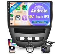 4G 64G Android Car Stereo for Citroen C1/Peugeot 107/Toyota Aygo 2004-2014 | Wireless Carplay Android Auto 10.1 Inch Touch Screen Car Radio with GPS Bluetooth FM RDS WiFi Backup Camera