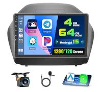 4G+64G Car Radio for Hyundai IX35 Tucson 2010-2015, 9'' IPS Touchscreen Stereo Android 15 Wireless Carplay Android Auto 32EQ 5G WiFi 1080P Bluetooth +Free AHD Backup Camera