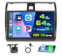 4G+64G Car Radio for Suzuki Swift 2005-2010, 10'' IPS Touchscreen Stereo Android 15 Wireless Carplay Android Auto 32EQ 5G WiFi 1080P Bluetooth +Free AHD Backup Camera