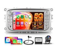4G+64G Car Radio Stereo for Ford Focus II C-MAX S-MAX Galaxy II Mondeo 5GWifi, Hodozzy 7" IPS Touchscreen Radio with USB/Type-C Carplay Android Auto BT5.0 GPS FM/RDS SWC Reverse Camera(Silver)