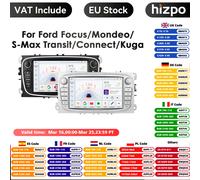 Hizpo Car Android CarPlay Radio Multimedia Player For Ford Focus S-Max Mondeo 9 Galaxy C-Max GPS Navigation Video NO DVD 2din 7" P1-1G 32G-4cores-B