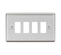 4G Grid Faceplate - Rounded Edge Brushed Chrome