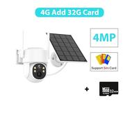 4G IP Camera 2K 4MP HD Wireless Solar Built-in Battery Powered Camera Outdoor PTZ PIR Human Detect Audio Security Cam(4G Add 32G Card)