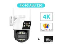 4G IP Camera Outdoor 4K HD 10X Zoom Three Lens Dual Screen Sim Card PTZ Camera Ai Tracking Video Surveillance CCTV Cam(4K 4G Add 32G)