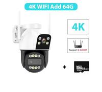 4G IP Camera Outdoor 4K HD 10X Zoom Three Lens Dual Screen Sim Card PTZ Camera Ai Tracking Video Surveillance CCTV Cam(4K WIFI Add 64G)