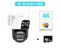 4G IP Camera Outdoor 4K HD 10X Zoom Three Lens Dual Screen Sim Card PTZ Camera Ai Tracking Video Surveillance CCTV Cam(4K 4G Add 128G)
