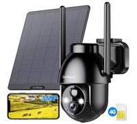4G LTE Cellular Security Camera, Solar Security Cameras Wireless Outdoor, Solar Powered 3MP 2K No WiFi Security Camera, PIR Motion Detection, Color Night Vision, 2 Way Talk, Built in SIM Card