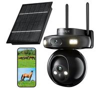 4G LTE Cellular Solar Camera with SIM Card, 2-in-1 2K 4G Solar Security Camera Dual-Lens, SIM Card Camera Outdoor no WiFi,15600mAh Battery,Unlimited Data Plan,Color Night Vision,Motion Detection,IP66