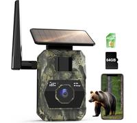 4G LTE Cellular Wildlife Camera,Solar Trail Camera with 2k Live Video & True Color Night Vision, No WiFi Needed Game Camera Include SIM Card with 0.2s Trigger Time ,64GB Micro SD Card, IP66 Waterproof