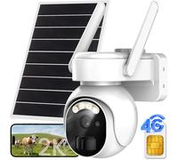 4G LTE Security Cameras Wireless Outdoor, 2K Solar Cellular Security Camera, No WiFi Security Camera, Off Grid With 360° Live View, Color Night Vision, PIR Motion Alerts, 2 Way Talk, Built-In SIM Card