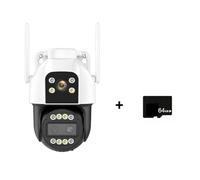 4G SIM Card IP Camera 4K HD 10X Zoom PTZ Camera Three Lens Dual Screen 2K Security Cam Auto Tracking P2P Surveillance(4K WIFI Add 64G)