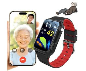 4G Smart Watch, Designed Specifically For The Elderly, Features Fall Detection + SOS Emergency Button, GPS Positioning, Video & Voice Calls, Ip67 Waterproof, A Gift That Satisfies Parents Red