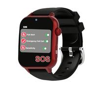 4G Smartwatch Fall Detection Watch for The Elderly for Independent Seniors with SOS Fall Alert GPS Video Calls Voice Time Remote Tools,Red,1.9 * 1.6 inch