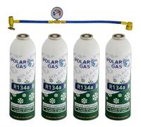 4GCA Car Aircon AC 4pcs R134a Compatible Refill Recharge Regas Gas + Hose Gauge Kit Clima Accessories DIY filler tube