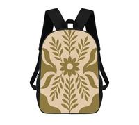 4Girls Beige And Olive Floral Pattern - Minimal Botanical Wall Art for Modern Interiors Backpack 3D Printed Boy School Backpack Casual Daypack Lightweight Rucksack for Middle School Students 17inch