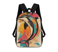 4Girls Dolphin Splash Art Dynamic Dolphin Illustration Modern Pop Art Marine Design Backpack 3D Printed Boy School Backpack Casual Daypack Lightweight Rucksack for Middle School Students 17inch