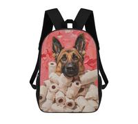 4Girls German Shepherd with Toilet Paper Painting German Shepherd Toilet Paper Print Backpack 3D Printed Boy School Backpack Casual Daypack Lightweight Rucksack for Middle School Students 17inch