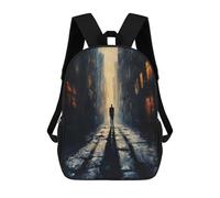 4Girls The Lone Wanderer - Moody Atmospheric Urban Scene with A Solitary Figure Backpack 3D Printed Boy School Backpack Casual Daypack Lightweight Rucksack for Middle School Students 17inch