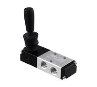 4H230C-08 Pneumatic Hand Lever Valve, 5 Way 3 Position Air Control Reversing Valve with PT 1/4" Ports, Aluminum Alloy Body for Industrial Automation Systems