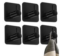 4happy 6 x Towel Holder Without Drilling, Classic Design, Self-Adhesive Hooks, Waterproof Adhesive Towel Rail, Bathroom Stainless Steel, Sticky for Hanging for Kitchen, Bathroom, Colour Black