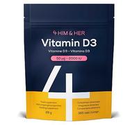 4HIM&HER Vitamin D3 Supplement 50mcg 2000iu, One Year Supply, Vegetarian Tablets 365s