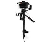 4HP Outboard Engine Petrol, 4-Stroke Engine Outboard Motor with Water and Air Cooling, Fishing Boat Dinghy Engine with CDI Ignition System, for Boat Dinghy Kayaks, Lightweight，Black (Short Axle)