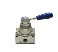 4HV330-10 4 way 3 position Manual Hand lever Pneumatic Valve 3/8" BSPT Center Closed