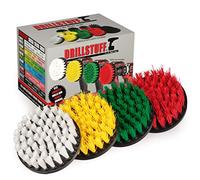 4in 4 Piece Soft, Medium and Stiff Power Scrubbing Brush Drill Attachment for Cleaning Showers, Tubs, Bathrooms, Tile, Grout, Carpet, Tires, Boats by DrillStuff