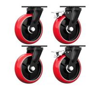 4In 5In 6In 8In Heavy Duty Caster, Load Capacit 6614lbs Dual Locking Industrial Castor, Set of 4 Anti-wear PU Plate Caster Wheels for Workbench/Trolley