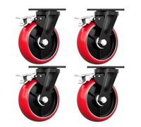 4In 5In 6In 8In Heavy Duty Caster, Load Capacit 6614lbs Dual Locking Industrial Castor, Set of 4 Anti-wear PU Plate Caster Wheels for Workbench/Trolley