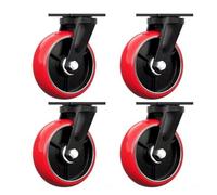 4In 5In 6In 8In Heavy Duty Caster, Load Capacit 6614lbs Dual Locking Industrial Castor, Set of 4 Anti-wear PU Plate Caster Wheels for Workbench/Trolley
