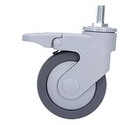 4in Caster M12 Thread Stem Silent Universal Wheel with Brake, Furniture Rolling Accessories, TPR Silent Caster Wheel for Office Chairs and Workbenches, Durable Aluminum Alloy Caste