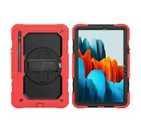 Lobwerk 4-in-1 Case for Samsung Galaxy Tab Samsung Galaxy Tab S7 T-870 T-875 11 Inch Armoured Case + Frame Red