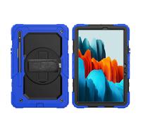 Lobwerk 4-in-1 Protective Hard Case for Samsung Galaxy Tab S7 T-870 T-875 11 Inch with Stand Function and Carry Strap Blue