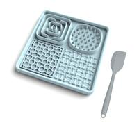 4in1 Dog Bowls to Slow Down Eating, Dog Slow Feeder Bowl, Comes with a scraper, Food-Grade Safe with Non-Slip Silicone material，Interactive Fun for Dog Cat (Blue)