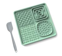 4in1 Dog Bowls to Slow Down Eating, Dog Slow Feeder Bowl, Comes with a scraper, Food-Grade Safe with Non-Slip Silicone material，Interactive Fun for Dog Cat (Green)